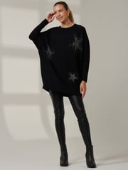 Jolie Moi Black Knitted Rhinestone Jumper - Image 4 of 6