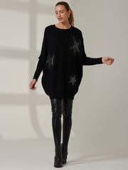 Jolie Moi Black Knitted Rhinestone Jumper - Image 6 of 6