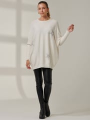 Jolie Moi Cream Knitted Rhinestone Jumper - Image 4 of 6
