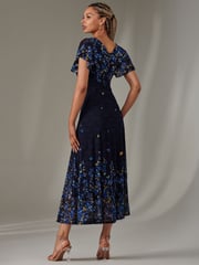 Jolie Moi Blue Cap Sleeve Lace Maxi Dress - Image 2 of 6