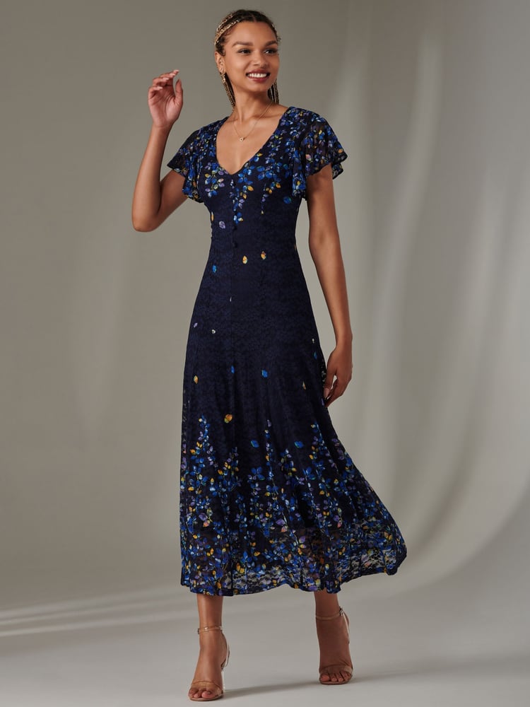Jolie Moi Blue Cap Sleeve Lace Maxi Dress - Image 6 of 6