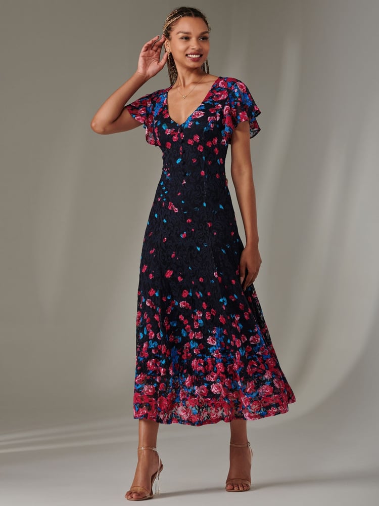 Jolie Moi Pink Cap Sleeve Lace Maxi Dress - Image 6 of 6