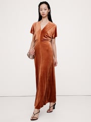 Banana Republic Orange Bias-Cut Velvet Maxi Dress - Image 1 of 5