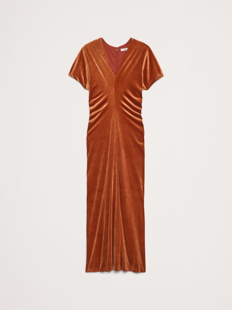 Banana Republic Orange Bias-Cut Velvet Maxi Dress - Image 5 of 5