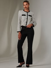Jolie Moi Grey Cropped Tweed Jacket - Image 1 of 6