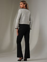Jolie Moi Grey Cropped Tweed Jacket - Image 2 of 6