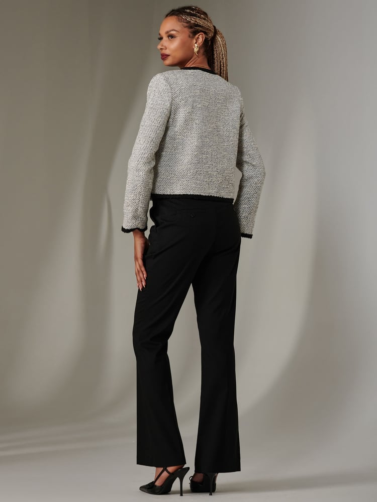 Jolie Moi Grey Cropped Tweed Jacket - Image 2 of 6