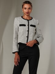 Jolie Moi Grey Cropped Tweed Jacket - Image 6 of 6