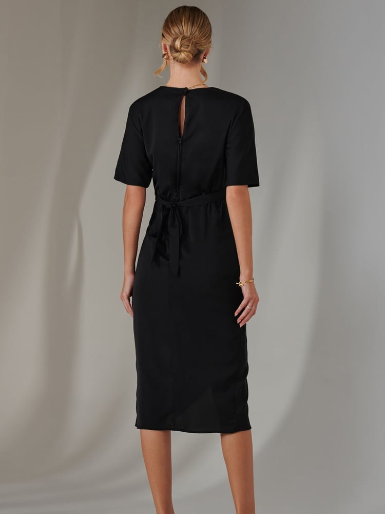 Jolie Moi Black Front Knot Bodycon Dress - Image 2 of 6