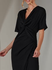 Jolie Moi Black Front Knot Bodycon Dress - Image 3 of 6