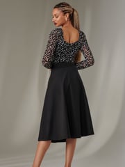 Jolie Moi Black Button Up Midi Skirt - Image 2 of 6
