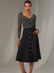 Jolie Moi Black Button Up Midi Skirt - Image 5 of 6