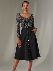 Jolie Moi Black Button Up Midi Skirt - Image 6 of 6