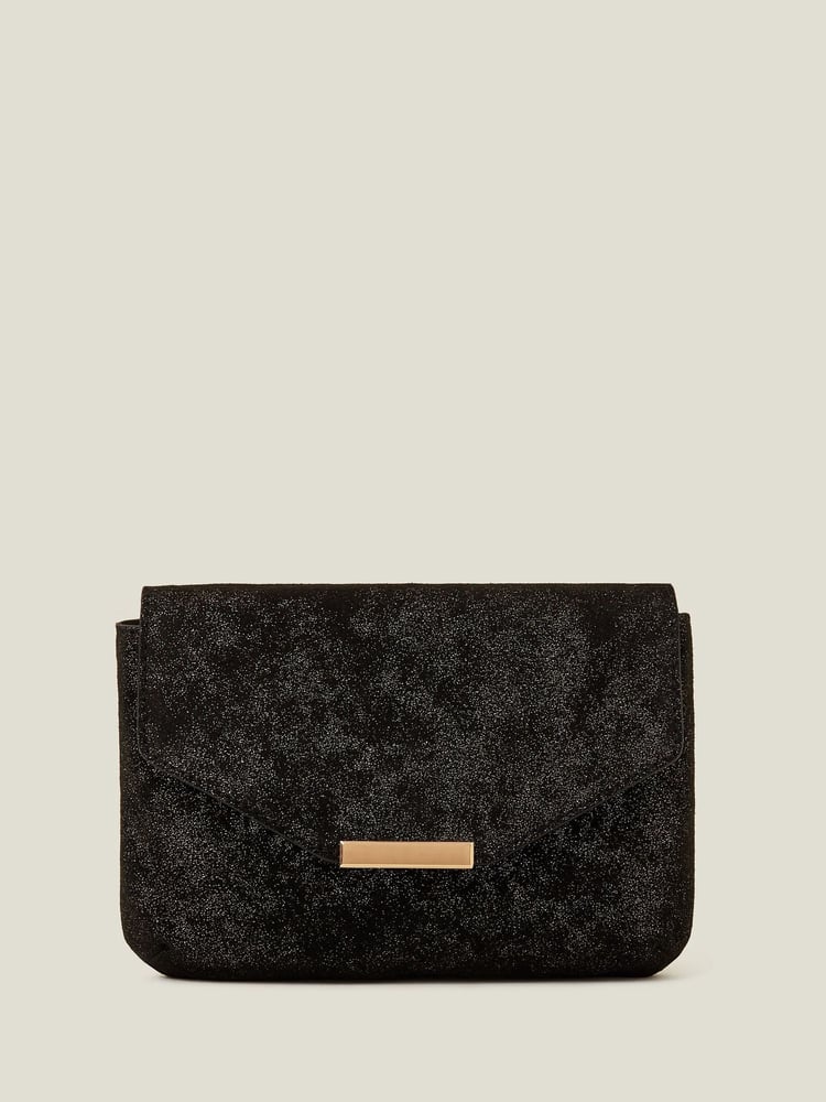 Accessorize Black Leather Envelope Clutch Bag - Image 2 of 3