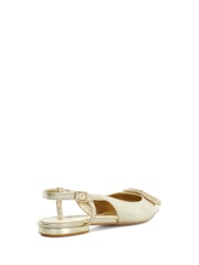 Dune London Gold Print Confidence Broach Trim Flat Slingback Flats - Image 4 of 6