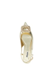 Dune London Gold Print Confidence Broach Trim Flat Slingback Flats - Image 6 of 6