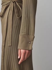 BOSS Brown Knitted Jersey Ribbed Wrap Belt Dress - Image 4 of 5