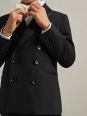 Reiss Black Knightsbridge Db 3-9 yrs Wool-Blend Double-Breasted Tuxedo Jacket - Image 3 of 4