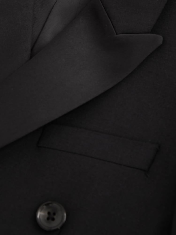 Reiss Black Knightsbridge Db 3-9 yrs Wool-Blend Double-Breasted Tuxedo Jacket - Image 4 of 4