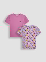 JoJo Maman Bébé Pink Good Vibes Graphic Classic Crew Neck T-Shirts 2 Pack - Image 1 of 4
