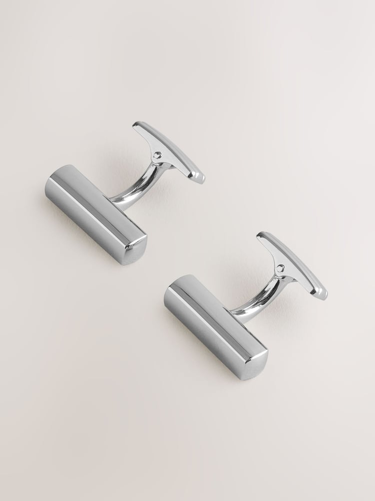 Silver Tone Bar Cufflinks - Image 1 of 2