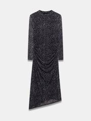 Mint Velvet Grey Animal Print Mesh Midi Dress - Image 3 of 4