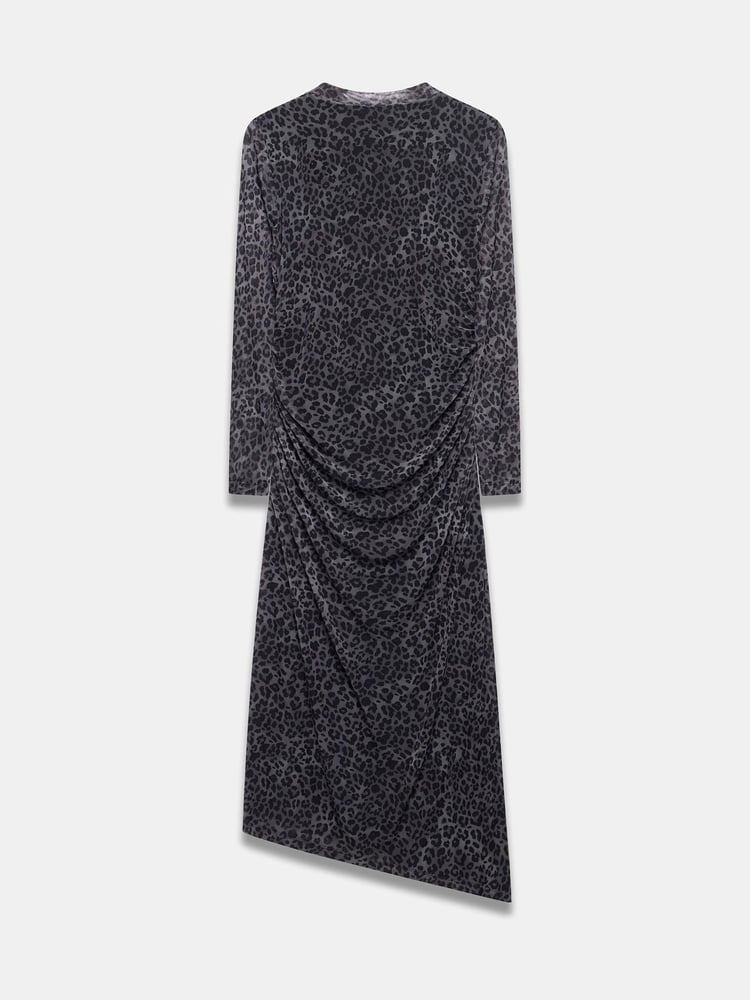 Mint Velvet Grey Animal Print Mesh Midi Dress - Image 4 of 4 Mint Velvet Grey Animal Print Mesh Midi Dress - Image 4 of 4