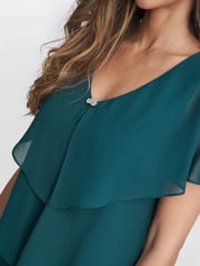 Gina Bacconi Green Bella Georgette Tiered Dress - Image 4 of 5