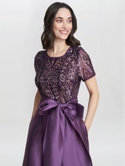 Gina Bacconi Purple Noemi Embroidered High Low Maxi Dress - Image 4 of 4