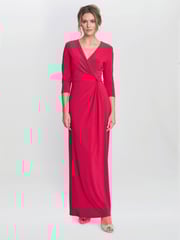 Gina Bacconi Pink Celine Jersey Wrap Maxi Dress - Image 1 of 5