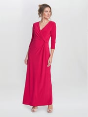 Gina Bacconi Pink Celine Jersey Wrap Maxi Dress - Image 3 of 5
