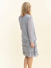 Gina Bacconi Grey Camira Lace Shoulder Bead Tier Jacket Dress - Image 2 of 6