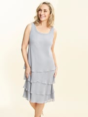 Gina Bacconi Grey Camira Lace Shoulder Bead Tier Jacket Dress - Image 5 of 6