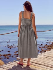 Mono Gingham Strappy Tie Front Midi Dress - Image 3 of 7