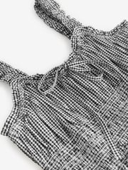 Mono Gingham Strappy Tie Front Midi Dress - Image 6 of 7