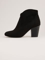 Friends Like These Black Standard fit Mid Block Heel Western Faux Suede Cowboy Boots - Image 5 of 5
