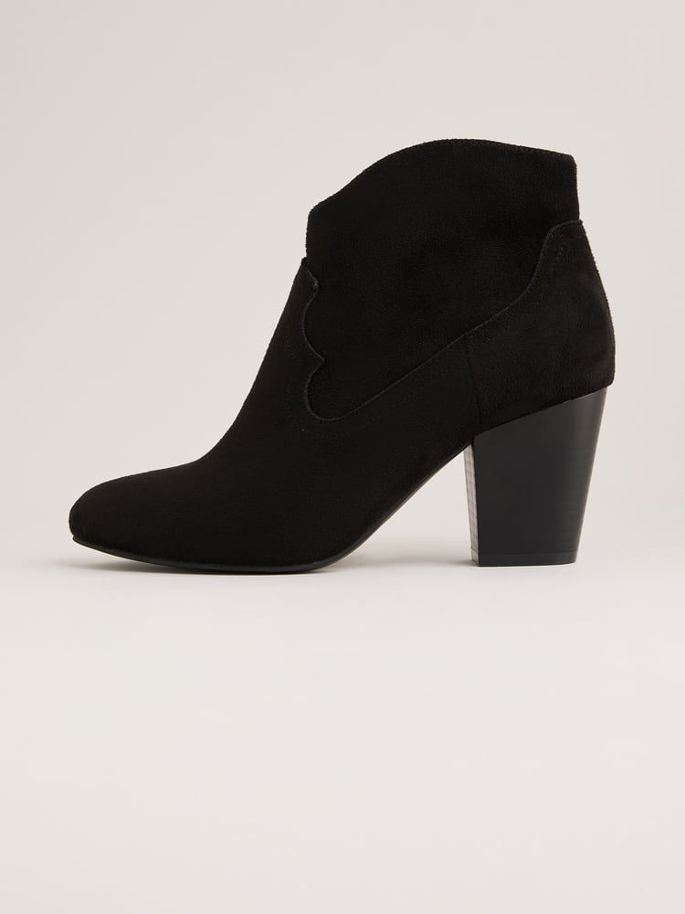 Friends Like These Black Standard fit Mid Block Heel Western Faux Suede Cowboy Boots - Image 5 of 5