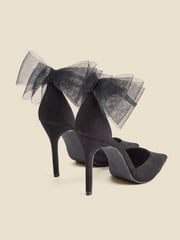 Sosandar Black Bow Detail Ankle Strap Court Shoes - Image 3 of 4