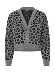 PixieGirl Petite Grey Leopard Print Knitted Cardigan - Image 5 of 5