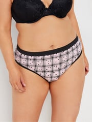 Yours Curve Pink Stretch Star Check High Leg Briefs 5 Packs - Image 2 of 9