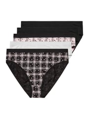 Yours Curve Pink Stretch Star Check High Leg Briefs 5 Packs - Image 5 of 9