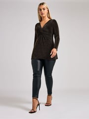 Yours Curve Gold London Metallic Knot Front Top - Image 3 of 6