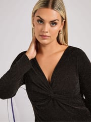 Yours Curve Gold London Metallic Knot Front Top - Image 5 of 6