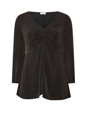Yours Curve Gold London Metallic Knot Front Top - Image 6 of 6