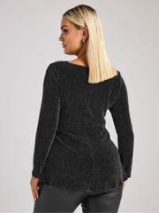 Yours Curve Silver London Metallic Knot Front Top - Image 3 of 5