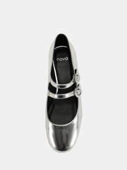 Novo Silver Heidi Low Block Mary Jane Flat Shoes - Image 5 of 6