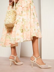 Friends Like These Cream Wide Fit Knot Pointed Toe Stiletto Heels Court Shoes - Image 4 of 4