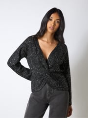Ro&Zo Black Sparkle Twist Jumper - Image 3 of 5