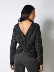 Ro&Zo Black Sparkle Twist Jumper - Image 4 of 5