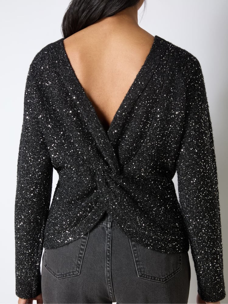 Ro&Zo Black Sparkle Twist Jumper - Image 5 of 5